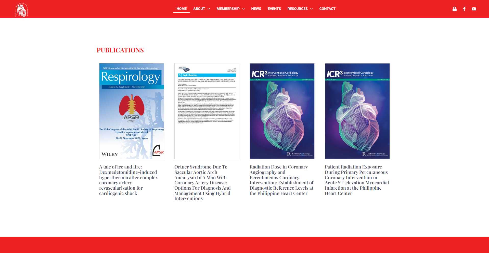 PSCCI Publications section with Respirology, ACC, and ICR3 journal covers over a red band