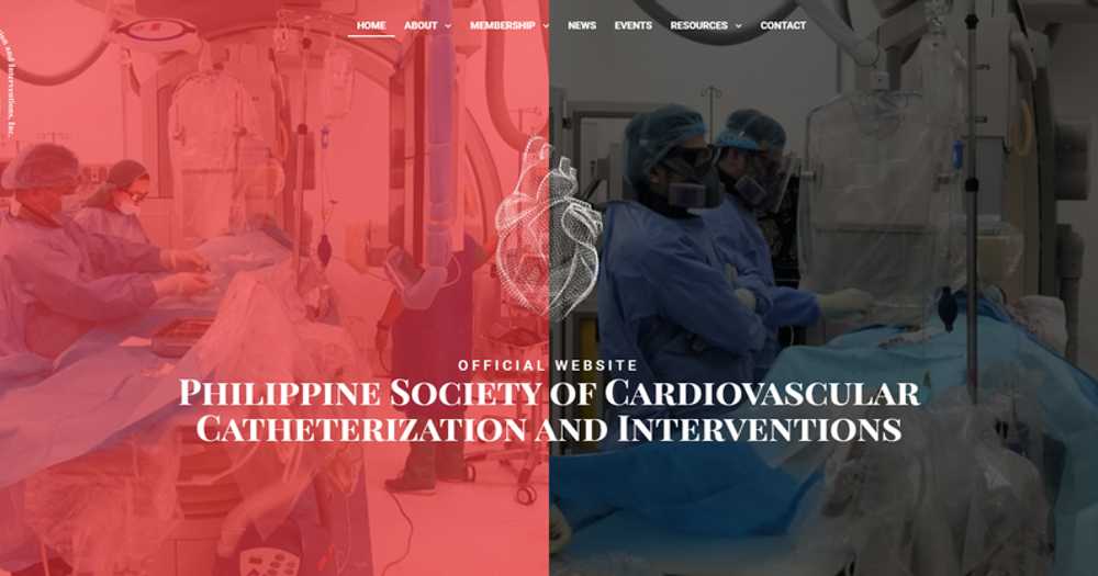 PSCCI homepage hero with a red and blue split-screen photo of a catheterization lab procedure under the society's full name